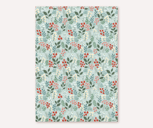 Florales Geschenkpapier von Lotta Langrock in Grüntönen