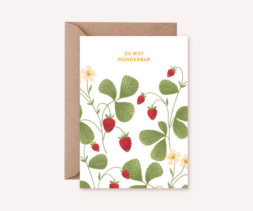 Grusskarte Klappkarte Lotta Langrock – Ebeeren, Hygge, Skandinavien, nachhaltig, Bio-Farben, Du bist wunderbar