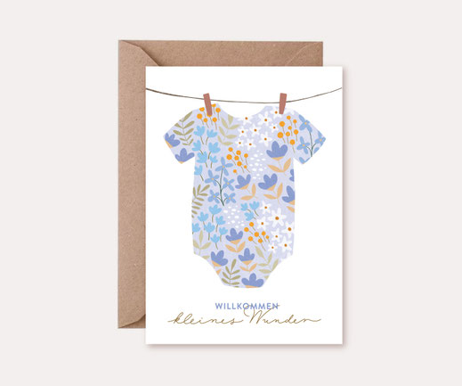 Grusskarte Klappkarte Lotta Langrock – Blumen, Hygge, Skandinavien, Rosa, Illustration