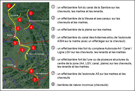 « Zones-barrières » au flux génétique identifiées lors du programme « IN SITU »