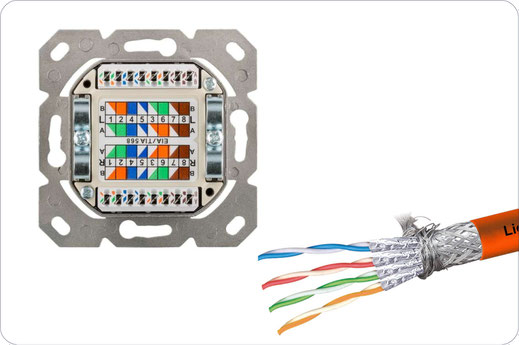 Verlegekabel an Netzwerkdose mit RJ45-Buchse anschließen