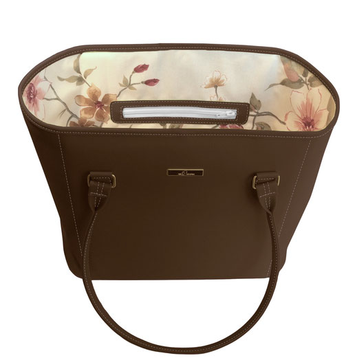 Damentasche, Shopper kastanienbraun, Blumeninnenfutter