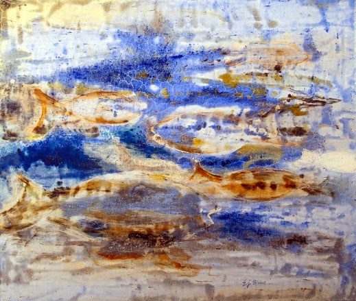 „Lebensraum“ / 2009 / Baumaterialien-Mischtechnik auf Leinwand 100 x 120 cm