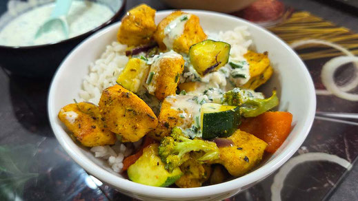 Hähnchen Gemüse Bowl aus dem Airfryer | Rezept