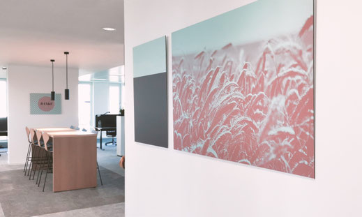 Team SE Zentrale, Corporate Art Bildkonzept für Büroflächen, Motive zu Energie, Bau und Agrar.