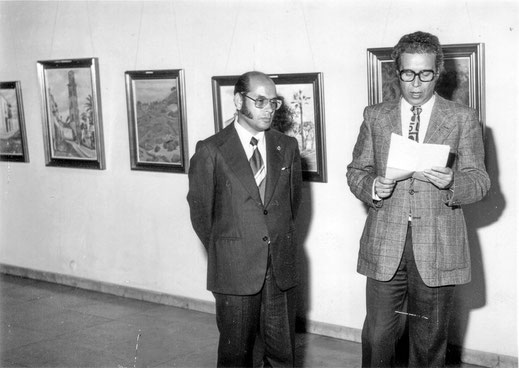 Apertura de exposición en el Círculo de Bellas Artes. Peraza con Gilberto Alemán año 1977.