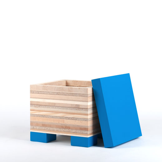 100% Sperrmüll - Box mit Deckel in blau