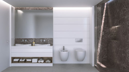 Infografía arquitectura baño