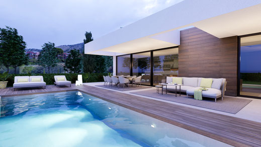 Infografía de villa de lujo en Marbella