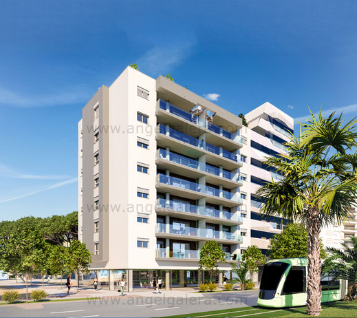 Infografía edificio en Juan Carlos I, Murcia