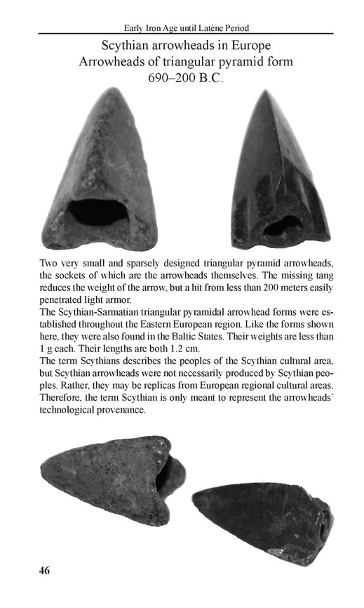 Scythian arrowheads in Europe of triangular pyramid form