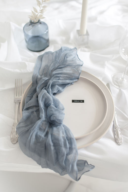 Stoffservietten blau mieten Dekoverleih the featherette
