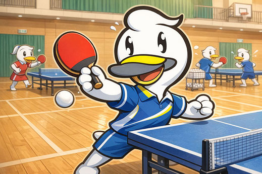 体育館で卓球練習に打ち込む白鳥くん