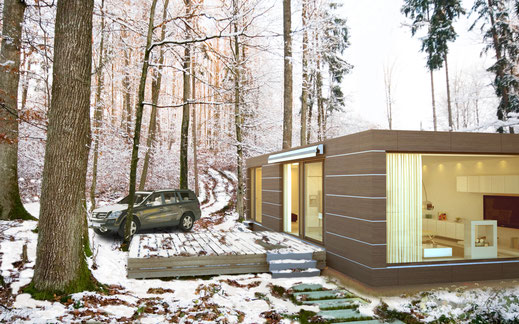 Modernes Tiny House als Ferienhaus
