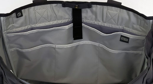 ノートPCやタブレットの電子デバイス専用の収納スペースがあるETUBYトートバッグ