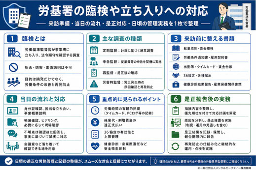 労働基準監督署の臨検・立ち入りに対する対応の総合的な説明画像