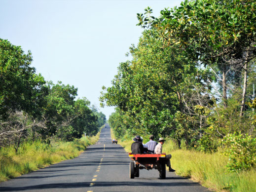 Immer wieder begegnet man auf der Piste den Bauern und Landarbeitern der Region, Region Preah Vihear, Kambodscha (Foto Jörg Schwarz)