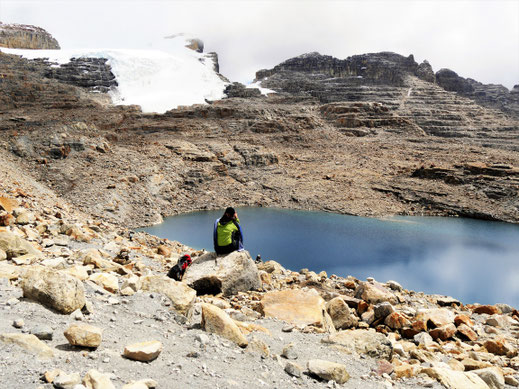 Am Ziel: Die Laguna Grande und ihr Gletscher... El Cocuy Nationalpark, Kolumbien (Foto Jörg Schwarz)