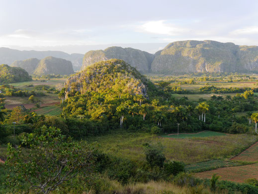 Karstfelsenlandschaft und Tabakanbaufläche, Valle de Vinales, Kuba (Foto Jörg Schwarz)