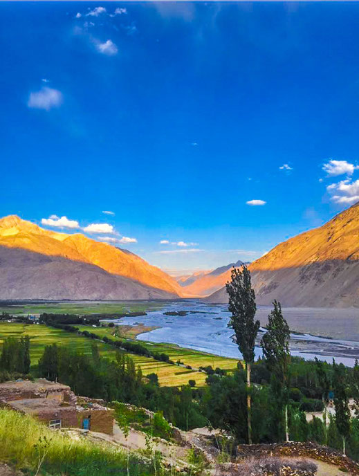 Tajikistan, Afghanistan. View into the Wakhan Corridor