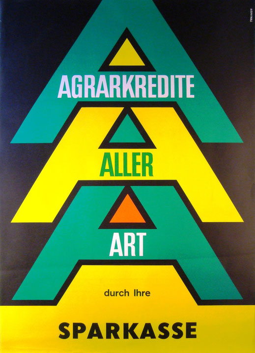 Agrarkredite aller Art durch Ihre Sparkasse. Landwirtschafts-Plakat um 1964 (83x60).