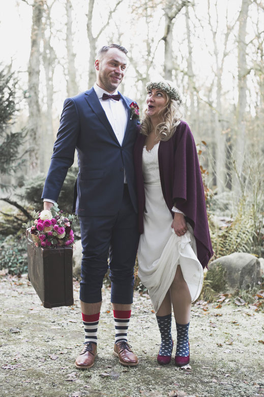 Hochzeitsfotograf Berlin Brandenburg Vintage Boho Wedding Schloss Heinrichshorst Winter Blumenkranz