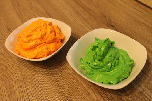 Milchmädchen Buttercreme in orange und grün