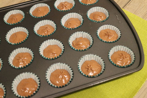 mini chocolate cupcakes ready to bake