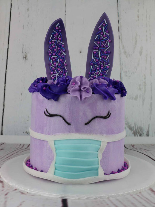 easter bunny cake with face mask