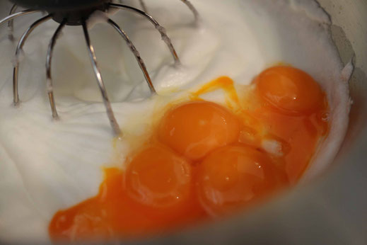 beaten egg whites with yolks