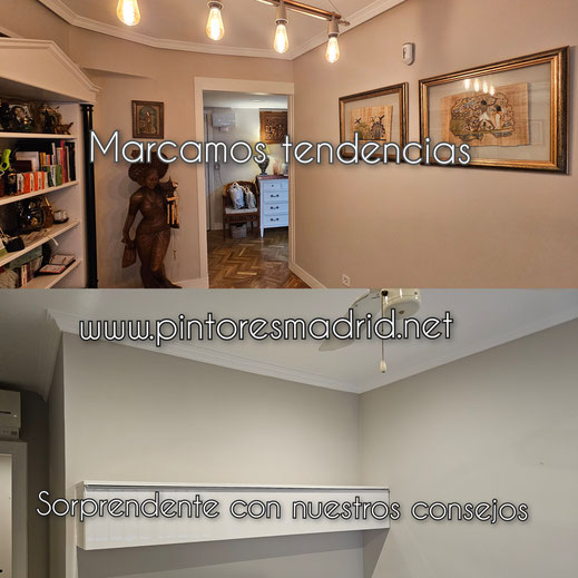 Pintor en Madrid pintando paredes lisas con precisión 