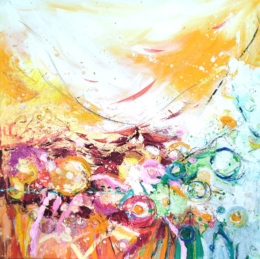 Elisabeth Augendre artiste peintre en Ariège acrylique impressionnisme fantaisie en jardin 46