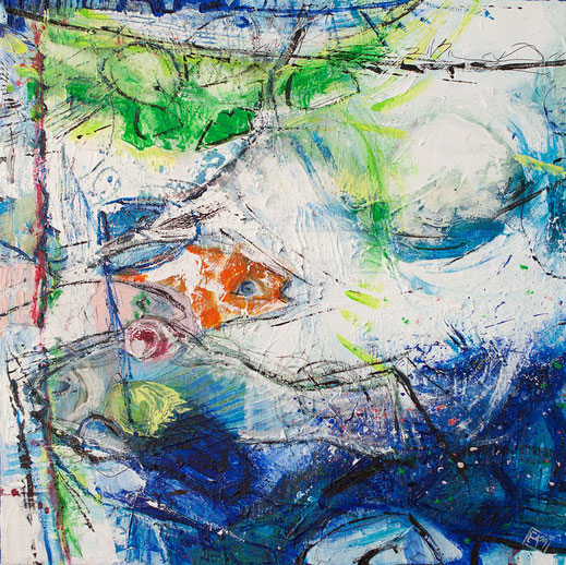 Elisabeth Augendre artiste peintre en Ariège acrylique impressionnisme jardins aquatiques les poissons 7