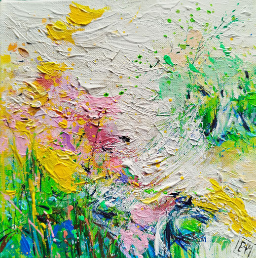 Elisabeth Augendre artiste peintre en Ariège acrylique impressionnisme promenade en jardin 37