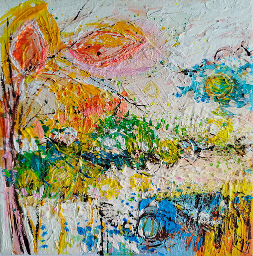 Elisabeth Augendre artiste peintre en Ariège acrylique originale impressionnisme promenade en jardin 28