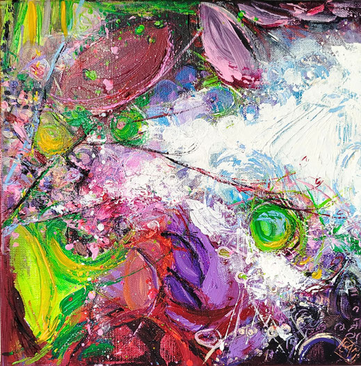 Elisabeeth Augendre artiste peintre en Ariège acrylique impressionnisme fantaisie en jardin 29