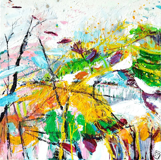 Elisabeth Augendre artiste peintre en Ariège impressionnisme promenade en jardin 27