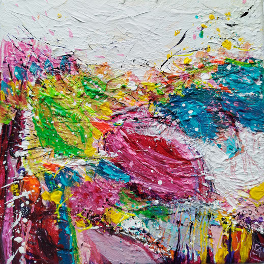 Elisabeth Augendre artiste peintre en Ariège acrylique originale impressionnisme promenade en jardin 29