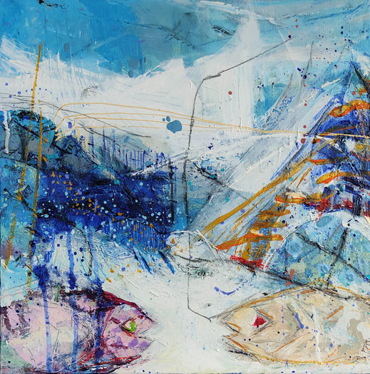 Elisabeth Augendre artiste peintre en Ariège acrylique impressionnisme les poissons 8