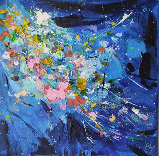 Elisabeth Augendre artiste peintre en Ariège acrylique impressionnisme promenade en jardin 51