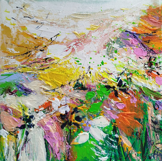 Elisabeth Augendre artiste peintre en Ariège acrylique impressionnisme promenade en jardin 47