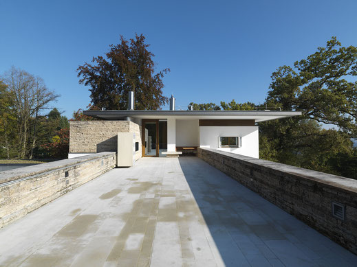 Architektur von Stephan Maria Lang, House P, Dachterrasse mit Blick