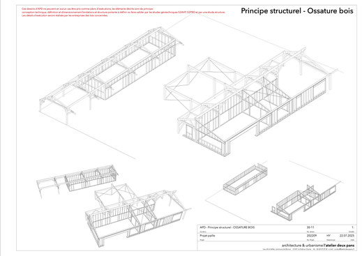 projet maison Paille, principe charpente (2) © l'atelier deux pans
