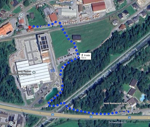 Fussweg Hotel Grüsch – Bahnhof Seewis-Pardisla