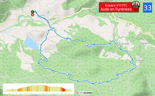 Carte circuit VTT n°33 - Espace VTT FFC Aude en Pyrénées