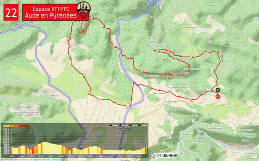 Carte circuit VTT n°22 - Espace VTT FFC Aude en Pyrénées