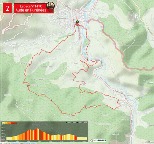 Carte circuit VTT n°2 - Espace VTT FFC Aude en Pyrénées