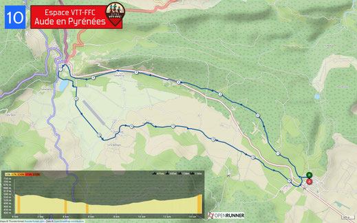 Carte circuit VTT n°10 - Espace VTT FFC Aude en Pyrénées