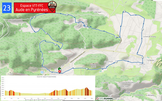 Carte circuit VTT n°23 - Espace VTT FFC Aude en Pyrénées