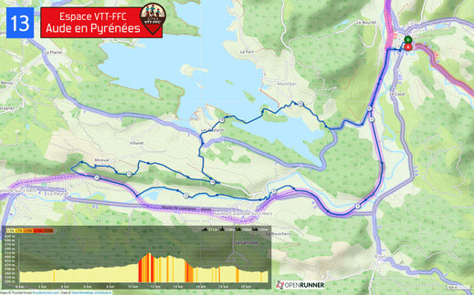 Carte circuit VTT n°13 - Espace VTT FFC Aude en Pyrénées